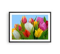 Affiche Poster 70x50cm Tableaux Image Photo Tulipes Bouquet fleurs rosée Art