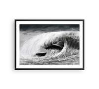 Affiche Poster 70x50cm Tableaux Image Photo Vague Dessin Noir Et Blanc Wall Art