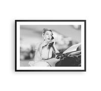 Affiche Poster 70x50cm Tableaux Image Photo Vintage Noir Et Blanc Téléphoner Art