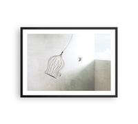 Affiche Poster 70x50cm Tableaux Image Photo Vol Oiseau Cage Wall Art Decoration
