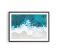 Affiche Poster 70x50cm Tableaux Image Photographie Aérienne Plage Vague Art