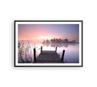 Affiche Poster 91x61cm Tableaux Image Matinée lever de soleil brouillard lac Art