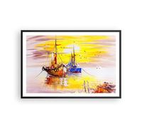 Affiche Poster 91x61cm Tableaux Image Photo Bateaux soleil mer voyage Wall Art