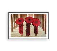 Affiche Poster 91x61cm Tableaux Image Photo Bhoutan Parapluie Rouge Wall Art
