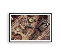 Affiche Poster 91x61cm Tableaux Image Photo Cartographie Vintage Boussole Art