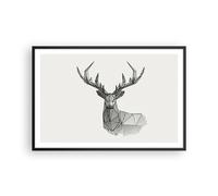 Affiche Poster 91x61cm Tableaux Image Photo Cerf Croquis Scandinave Wall Art