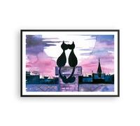 Affiche Poster 91x61cm Tableaux Image Photo Chats toit amour animal Wall Art