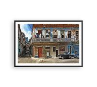 Affiche Poster 91x61cm Tableaux Image Photo Cuba La Havane Balcon Wall Art