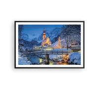 Affiche Poster 91x61cm Tableaux Image Photo De fête Église Neige Wall Art