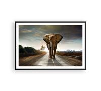 Affiche Poster 91x61cm Tableaux Image Photo Elephant Route Campagne Wall Art