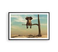 Affiche Poster 91x61cm Tableaux Image Photo Éléphant S'asseyant Branche Wall Art