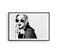 Affiche Poster 91x61cm Tableaux Image Photo Femme Lunettes Vintage Wall Art