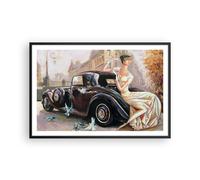 Affiche Poster 91x61cm Tableaux Image Photo femme rétro style Wall Art