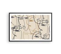Affiche Poster 91x61cm Tableaux Image Photo Femme Visage Ligne Wall Art