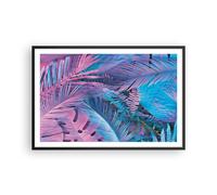 Affiche Poster 91x61cm Tableaux Image Photo Feuilles Rose Bleu Wall Art