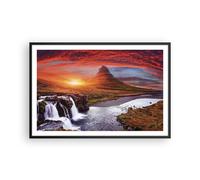 Affiche Poster 91x61cm Tableaux Image Photo Kirkjufell Chute D'Eau Montagne Art