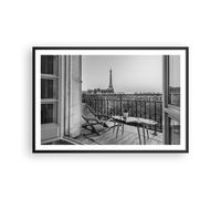 Affiche Poster 91x61cm Tableaux Image Photo Noir Et Blanc Paris Balcon Wall Art
