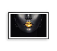 Affiche Poster 91x61cm Tableaux Image Photo Or Bouche Noir Wall Art Decoration