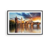 Affiche Poster 91x61cm Tableaux Image Photo Prague pont histoire rivière Art