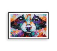 Affiche Poster 91x61cm Tableaux Image Photo Raton Laveur Coloré Huile Wall Art