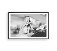 Affiche Poster 91x61cm Tableaux Image Photo Vintage Noir Et Blanc Téléphoner Art
