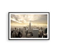 Affiche Decoration Murale Ville Gratte-ciel Manhattan New York Moderne Poster Cadre Noir 91x61cm Deco Affiches Murales Tableau Decoration Salon Chambre Cuisine Wall Art Design Decor P2BAA91x61-2630