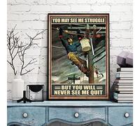 Affiche Pour Monteur De Lignes : Vous Me Verrez Peut-Être Lutter, Mais Vous Ne Me Verrez Jamais Abandonner. Métallique Panneau Rétro Plaque Étain Signe Drôle Affiche Poster Plaque M