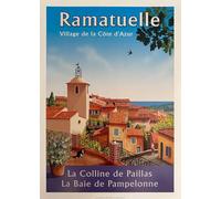 Affiche Ramatuelle, Village de la Côte d'Azur, 50x70 cm, Illustrée par Collomb