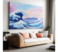 Affiche Rayures de Montagnes Vagues Mer Abstraites Toile Tableau Art, Sombre Bleu Peintures sans Cadre Decoration Murale, pour Salon Chambre Tableau Decoration 120 x 80 cm (L x l) Impression Sur Toile