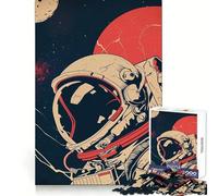 Affiche rétro Astronaute, Puzzle de 1000 pièces pour Adolescents, Jeu de logique et de Construction, Silencieux et Amusant, découpe Nette, Joli Cadeau (38x52cm)