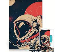 Affiche rétro Astronaute, Puzzle de 1000 pièces pour Adolescents, Jeu de logique et de Construction, Silencieux et Amusant, découpe Nette, Joli Cadeau (38x52cm)