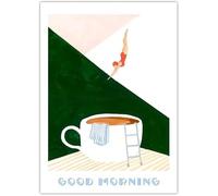 Affiche Rétro De Plongée Sous-Marine Sur Toile, Peinture « Bonjour Amateur De Café », Impression Murale, Décoration De Cuisine, 40 X 60 Cm, Sans Cadre
