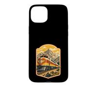 Affiche rétro de Voyage en Train de Montagnes Coque pour iPhone 15 Plus
