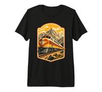 Affiche rétro de Voyage en Train de Montagnes T-Shirt Haut de Gamme