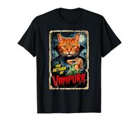 Affiche rétro du Film d'horreur Vampurr Feline Halloween T-Shirt Graphique avec Valeur
