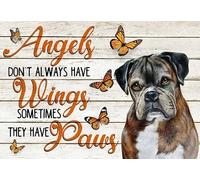 Affiche rétro en métal avec chien Boxer, anges n'ont pas d'aile parfois, ils ont de nouvelles pattes, plaque en métal vintage, décoration murale, cadeau pour la maison, la cuisine, le bureau, le club,