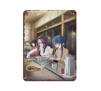 Affiche rétro en métal avec dessin animé japonais Laid-Back Camp 5 - Décoration murale - 30 x 40 cm