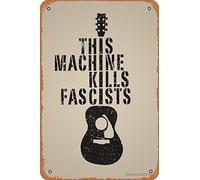 Affiche rétro en métal « This Machine Kills Fascists » - 30,5 x 20,3 cm - Décoration murale pour maison, bar, grotte