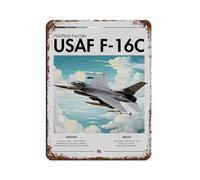 Affiche rétro en métal USAF F-16C Fighting Falcon Aviation - Décoration murale - 30 x 40 cm