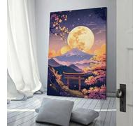 Affiche rétro japonaise représentant un lever de soleil au clair de lune, décoration murale pour salon, chambre à coucher, 20 x 30 cm