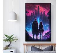 Affiche rétro sur toile représentant une sérénade nocturne en néon, décoration murale pour salon, chambre à coucher, 20 x 30 cm