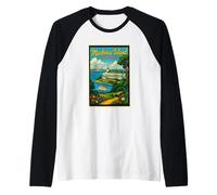 Affiche rétro vintage de l'île de Mackinac Michigan Mi Art Graphic Manche Raglan
