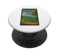 Affiche rétro vintage de l'île de Mackinac Michigan Mi Art Graphic PopSockets PopGrip Adhésif