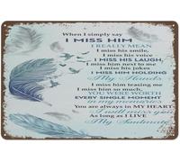 Affiche rétro vintage en métal « Quand je dis simplement qu'il me manque » - Décoration murale « Époux au ciel » - Cadeau souvenir - Décoration murale vintage pour la maison, le bureau ou un club de