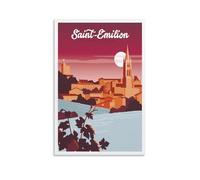 AFFICHE SAINT-ÉMILION - Affiches sur toile « Vignoble De Bordeaux » - Décoration murale rustique pour chambre à coucher, bureau - 20,3 x 30,5 cm