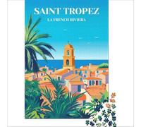 Affiche Saint-Tropez Puzzles 1000 pièces | puzzle pour les nouveaux retraités une merveilleuse activité pour votre temps libre à la maison chaque jour le soir38x52cm