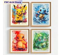 Affiche sans cadre sur toile HD, style Anime Pokemon Pikachu Charmander Bulbasaur Squirtle, peinture murale pour la maison, le salon, cadeau Style -4