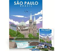 Affiche Sao Paulo Brésil, Puzzle de 1000 pièces pour Adultes, Cadeau pour stimuler la réflexion, se détendre et s'amuser, découpe Artistique, Cadeau de Noël (50x75cm)