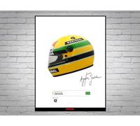 Affiche signée Ayrton Senna 1988 Casque de Champion du Monde A4