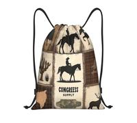Affiche Silhouette De Félicitations pour Le Dîner sur Le Thème du Far West Sac À Dos Sacs De Sports Voyage Réglable Sac À Cordon pour Piscine Hommes Cosmétiques 36X42Cm
